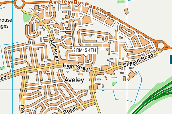 RM15 4TH map - OS VectorMap District (Ordnance Survey)