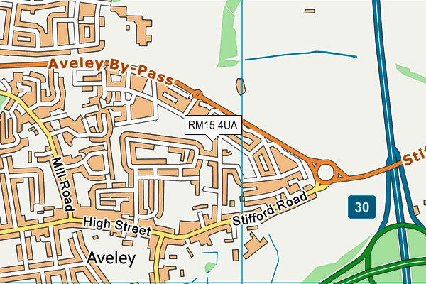 Parkside (Aveley Football Club) map (RM15 4UA) - OS VectorMap District (Ordnance Survey)