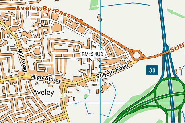 RM15 4UD map - OS VectorMap District (Ordnance Survey)