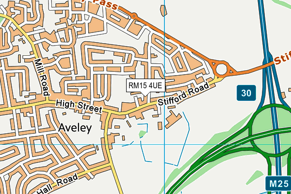 RM15 4UE map - OS VectorMap District (Ordnance Survey)