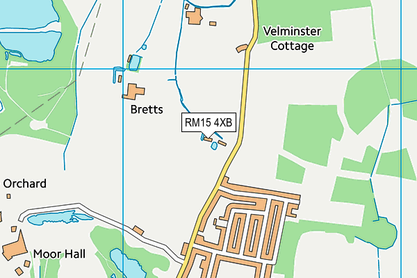 RM15 4XB map - OS VectorMap District (Ordnance Survey)