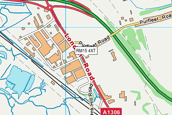 RM15 4XT map - OS VectorMap District (Ordnance Survey)