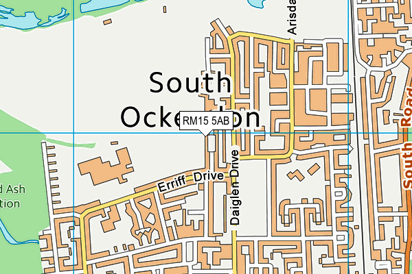 RM15 5AB map - OS VectorMap District (Ordnance Survey)