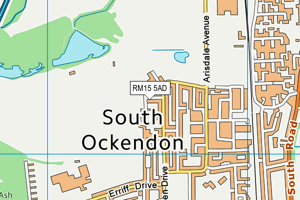 RM15 5AD map - OS VectorMap District (Ordnance Survey)