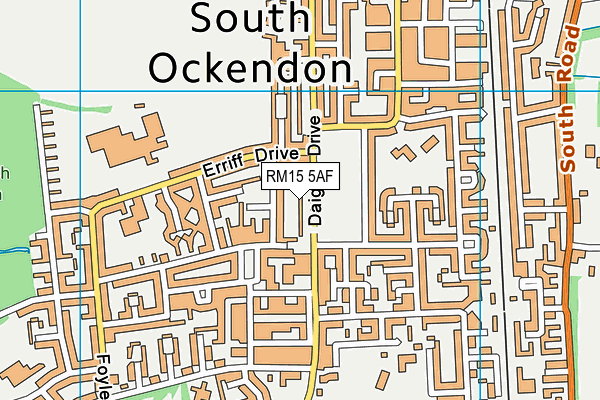 RM15 5AF map - OS VectorMap District (Ordnance Survey)