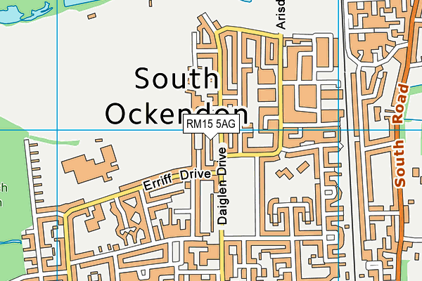 RM15 5AG map - OS VectorMap District (Ordnance Survey)