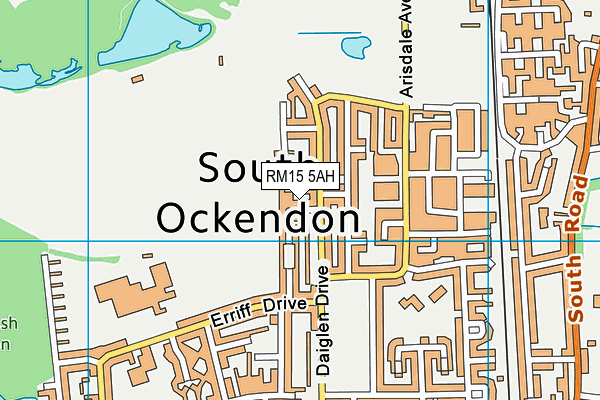 RM15 5AH map - OS VectorMap District (Ordnance Survey)