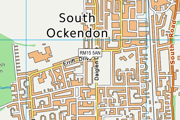 RM15 5AN map - OS VectorMap District (Ordnance Survey)