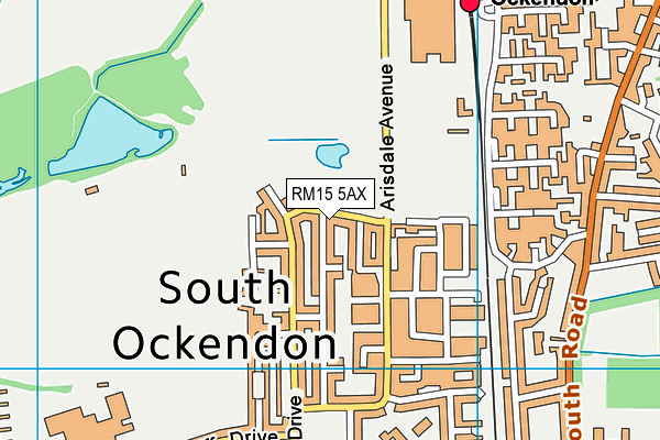 RM15 5AX map - OS VectorMap District (Ordnance Survey)