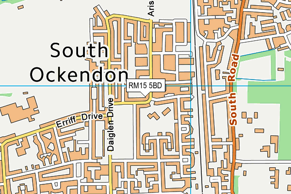 RM15 5BD map - OS VectorMap District (Ordnance Survey)