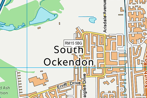 RM15 5BG map - OS VectorMap District (Ordnance Survey)