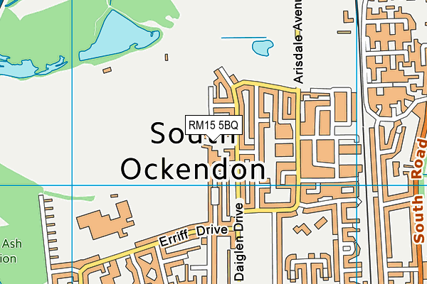 RM15 5BQ map - OS VectorMap District (Ordnance Survey)