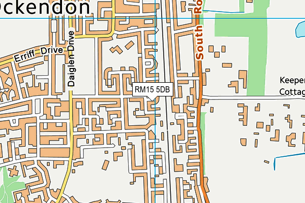 RM15 5DB map - OS VectorMap District (Ordnance Survey)