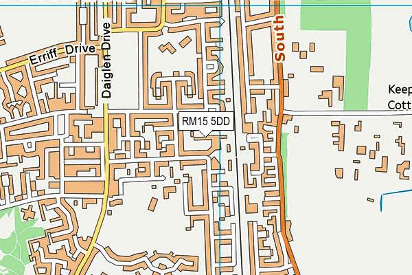 RM15 5DD map - OS VectorMap District (Ordnance Survey)