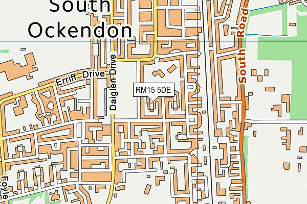 RM15 5DE map - OS VectorMap District (Ordnance Survey)