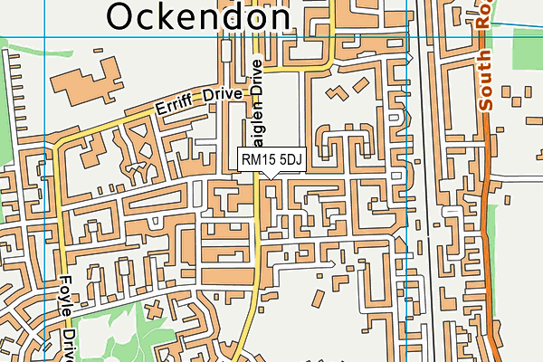 RM15 5DJ map - OS VectorMap District (Ordnance Survey)