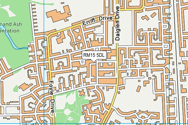 RM15 5DL map - OS VectorMap District (Ordnance Survey)