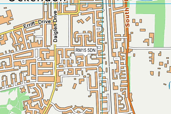 RM15 5DN map - OS VectorMap District (Ordnance Survey)