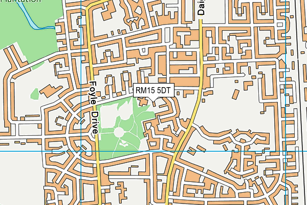 RM15 5DT map - OS VectorMap District (Ordnance Survey)