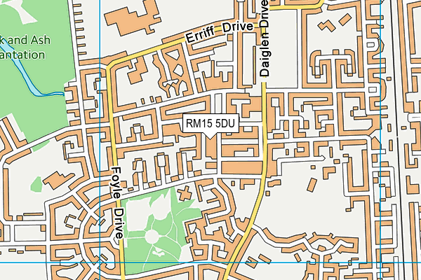 RM15 5DU map - OS VectorMap District (Ordnance Survey)