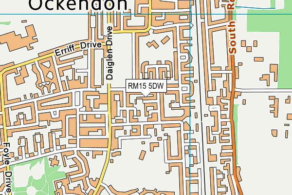RM15 5DW map - OS VectorMap District (Ordnance Survey)