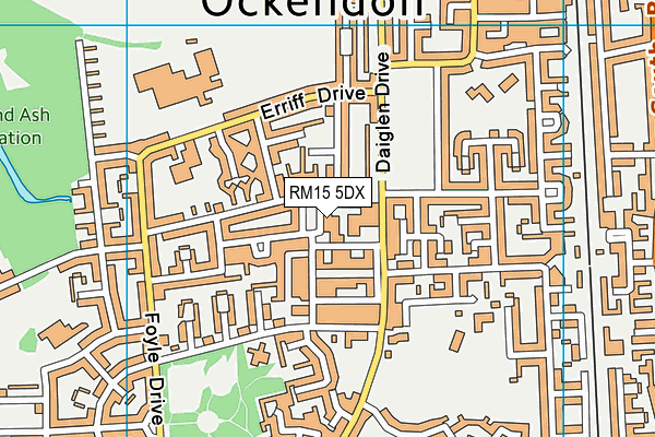 RM15 5DX map - OS VectorMap District (Ordnance Survey)