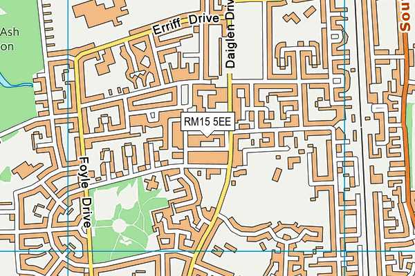 RM15 5EE map - OS VectorMap District (Ordnance Survey)