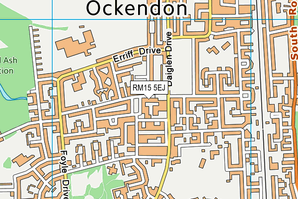 RM15 5EJ map - OS VectorMap District (Ordnance Survey)