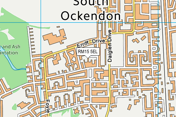 RM15 5EL map - OS VectorMap District (Ordnance Survey)