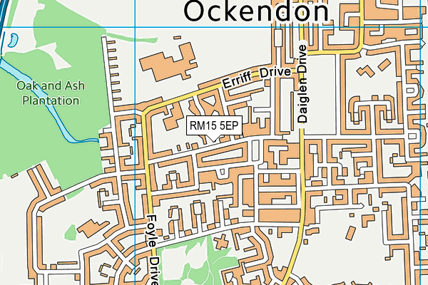 RM15 5EP map - OS VectorMap District (Ordnance Survey)