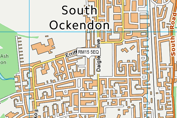 RM15 5EQ map - OS VectorMap District (Ordnance Survey)