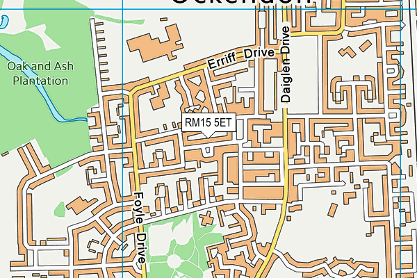 RM15 5ET map - OS VectorMap District (Ordnance Survey)