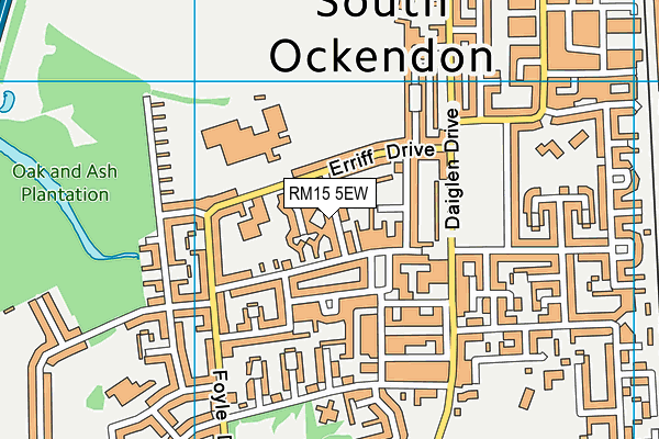 RM15 5EW map - OS VectorMap District (Ordnance Survey)