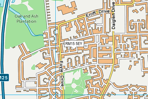 RM15 5EY map - OS VectorMap District (Ordnance Survey)