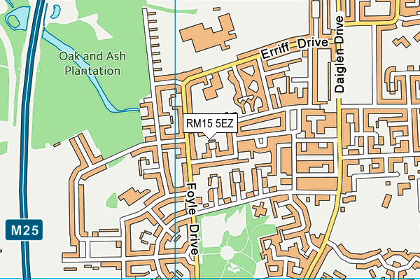RM15 5EZ map - OS VectorMap District (Ordnance Survey)