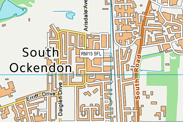 RM15 5FL map - OS VectorMap District (Ordnance Survey)