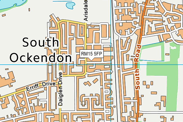 RM15 5FP map - OS VectorMap District (Ordnance Survey)