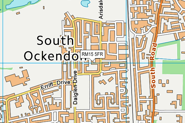 RM15 5FR map - OS VectorMap District (Ordnance Survey)