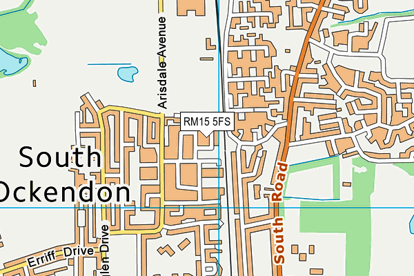 RM15 5FS map - OS VectorMap District (Ordnance Survey)