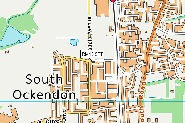 RM15 5FT map - OS VectorMap District (Ordnance Survey)