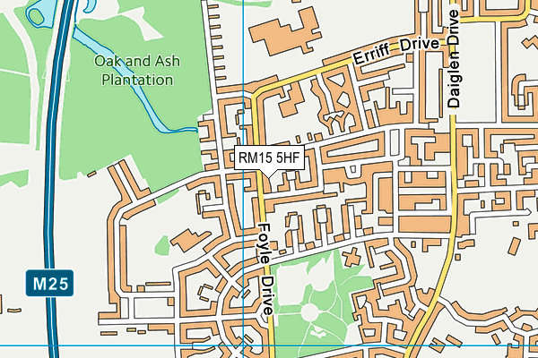 RM15 5HF map - OS VectorMap District (Ordnance Survey)