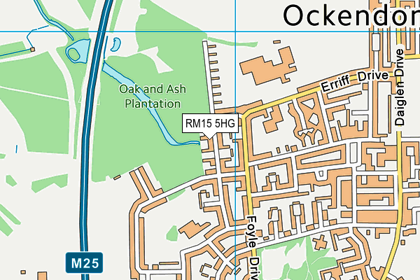 RM15 5HG map - OS VectorMap District (Ordnance Survey)