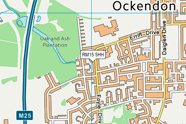 RM15 5HH map - OS VectorMap District (Ordnance Survey)