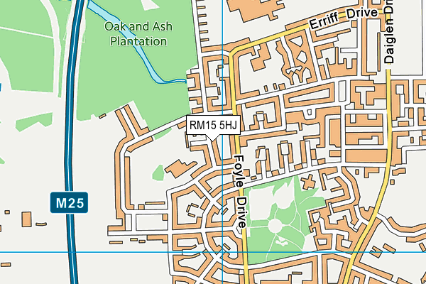 RM15 5HJ map - OS VectorMap District (Ordnance Survey)