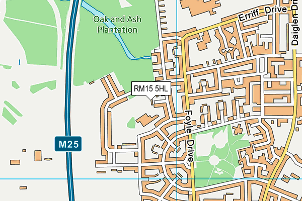 RM15 5HL map - OS VectorMap District (Ordnance Survey)
