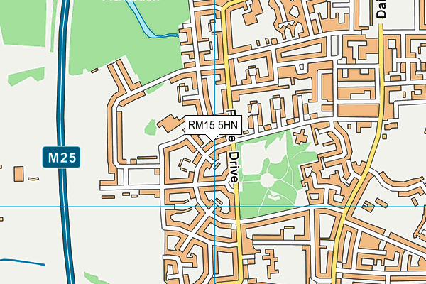 RM15 5HN map - OS VectorMap District (Ordnance Survey)