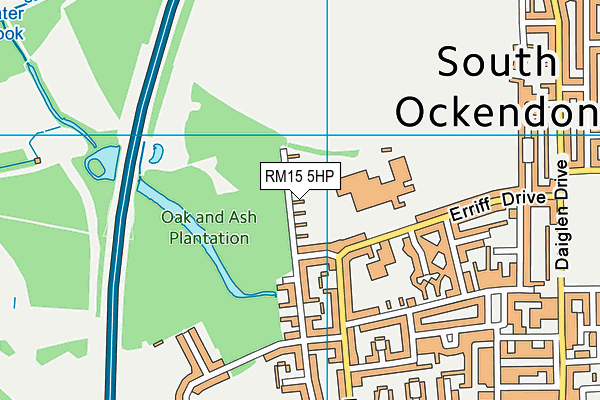 RM15 5HP map - OS VectorMap District (Ordnance Survey)