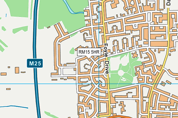 RM15 5HR map - OS VectorMap District (Ordnance Survey)
