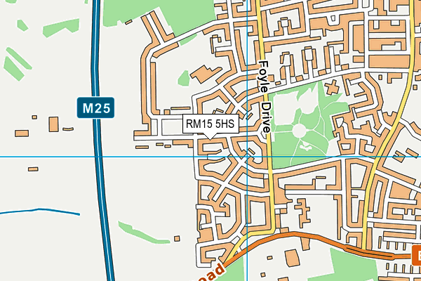 RM15 5HS map - OS VectorMap District (Ordnance Survey)