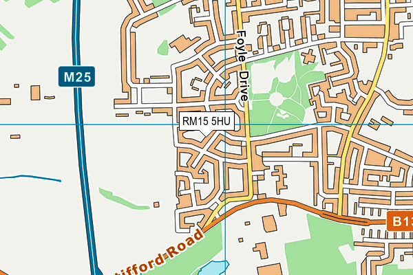 RM15 5HU map - OS VectorMap District (Ordnance Survey)